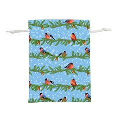 Bullfinches On Spruce Branches Lightweight Drawstring Pouch (l) by SychEva