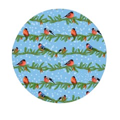 Bullfinches On Spruce Branches Mini Round Pill Box (pack Of 3) by SychEva