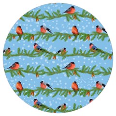 Bullfinches On Spruce Branches Round Trivet by SychEva