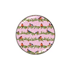 Bullfinches Sit On Branches On A Pink Background Hat Clip Ball Marker (10 Pack) by SychEva