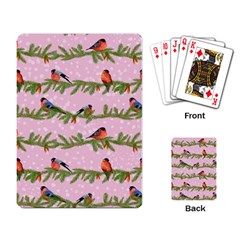 Bullfinches Sit On Branches On A Pink Background Playing Cards Single Design (rectangle) by SychEva