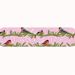 Bullfinches Sit On Branches On A Pink Background Large Bar Mats by SychEva