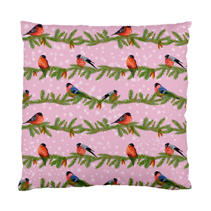 Bullfinches Sit On Branches On A Pink Background Standard Cushion Case (One Side)