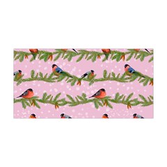 Bullfinches Sit On Branches On A Pink Background Yoga Headband by SychEva