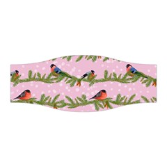 Bullfinches Sit On Branches On A Pink Background Stretchable Headband by SychEva