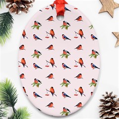 Bullfinches Sit On Branches Ornament (oval) by SychEva