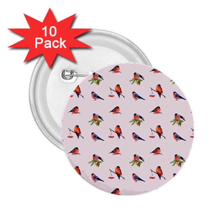 Bullfinches Sit On Branches 2.25  Buttons (10 pack) 