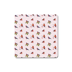 Bullfinches Sit On Branches Square Magnet by SychEva