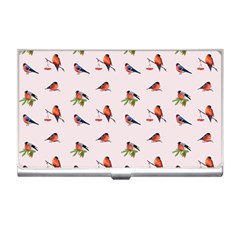 Bullfinches Sit On Branches Business Card Holder by SychEva