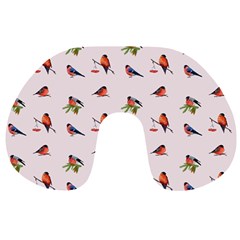 Bullfinches Sit On Branches Travel Neck Pillow by SychEva