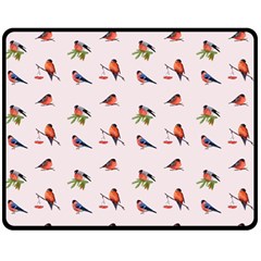 Bullfinches Sit On Branches Double Sided Fleece Blanket (medium)  by SychEva