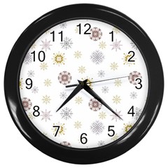 Magic Snowflakes Wall Clock (black) by SychEva