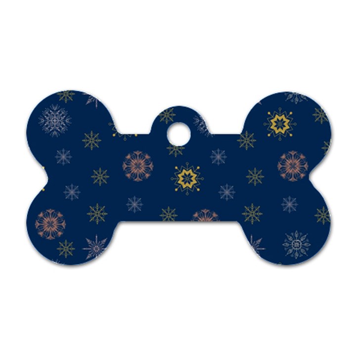 Magic Snowflakes Dog Tag Bone (Two Sides)