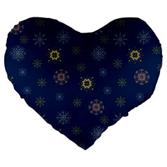 Magic Snowflakes Large 19  Premium Flano Heart Shape Cushions by SychEva