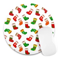 Christmas Socks  Round Mousepads by SychEva