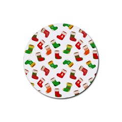 Christmas Socks  Rubber Coaster (round) by SychEva