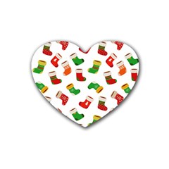 Christmas Socks  Rubber Heart Coaster (4 Pack) by SychEva