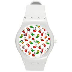 Christmas Socks  Round Plastic Sport Watch (m) by SychEva