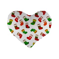 Christmas Socks  Standard 16  Premium Heart Shape Cushions by SychEva