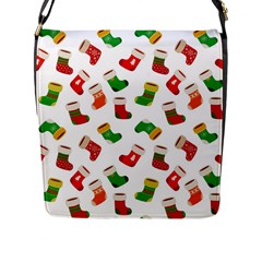 Christmas Socks  Flap Closure Messenger Bag (l) by SychEva