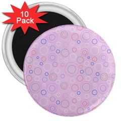 Multicolored Circles On A Pink Background 3  Magnets (10 Pack)  by SychEva