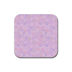 Multicolored Circles On A Pink Background Rubber Coaster (square) by SychEva