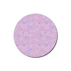 Multicolored Circles On A Pink Background Rubber Coaster (round) by SychEva