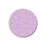 Multicolored Circles On A Pink Background Rubber Round Coaster (4 pack) Front