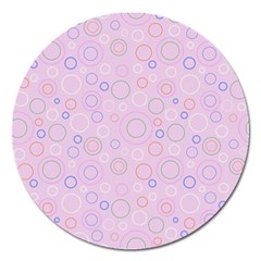 Multicolored Circles On A Pink Background Magnet 5  (round) by SychEva