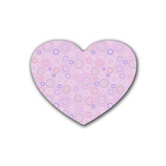 Multicolored Circles On A Pink Background Rubber Coaster (heart) by SychEva