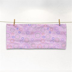 Multicolored Circles On A Pink Background Hand Towel by SychEva