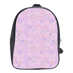 Multicolored Circles On A Pink Background School Bag (large) by SychEva