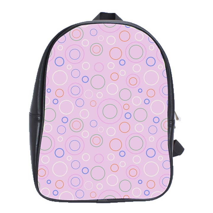 Multicolored Circles On A Pink Background School Bag (Large)