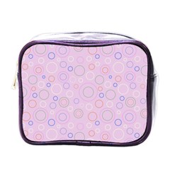 Multicolored Circles On A Pink Background Mini Toiletries Bag (one Side) by SychEva