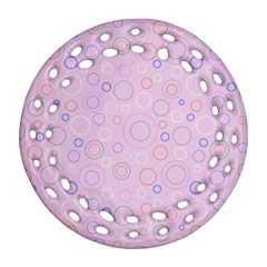 Multicolored Circles On A Pink Background Round Filigree Ornament (two Sides) by SychEva