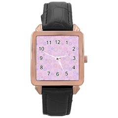 Multicolored Circles On A Pink Background Rose Gold Leather Watch  by SychEva