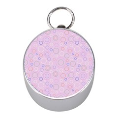 Multicolored Circles On A Pink Background Mini Silver Compasses by SychEva