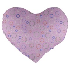 Multicolored Circles On A Pink Background Large 19  Premium Flano Heart Shape Cushions by SychEva