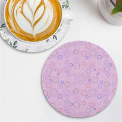 Multicolored Circles On A Pink Background Uv Print Round Tile Coaster by SychEva