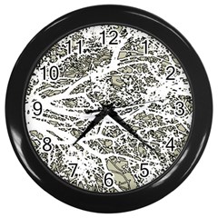 Linear Art Botanic Illustration Wall Clock (Black)