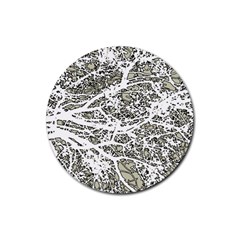 Linear Art Botanic Illustration Rubber Round Coaster (4 Pack) by dflcprintsclothing