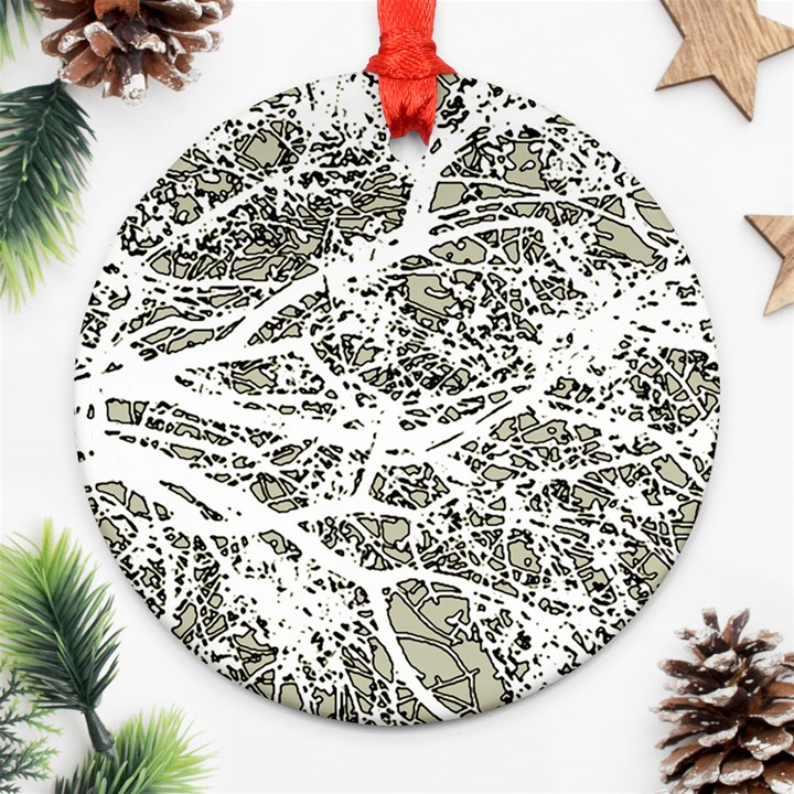 Linear Art Botanic Illustration Round Ornament (Two Sides)