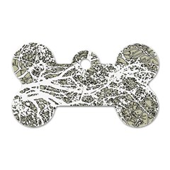 Linear Art Botanic Illustration Dog Tag Bone (One Side)