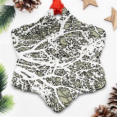 Linear Art Botanic Illustration Snowflake Ornament (Two Sides)