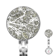 Linear Art Botanic Illustration Stainless Steel Nurses Watch