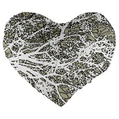 Linear Art Botanic Illustration Large 19  Premium Flano Heart Shape Cushions