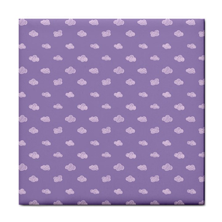 Pink Clouds On Purple Background Tile Coaster