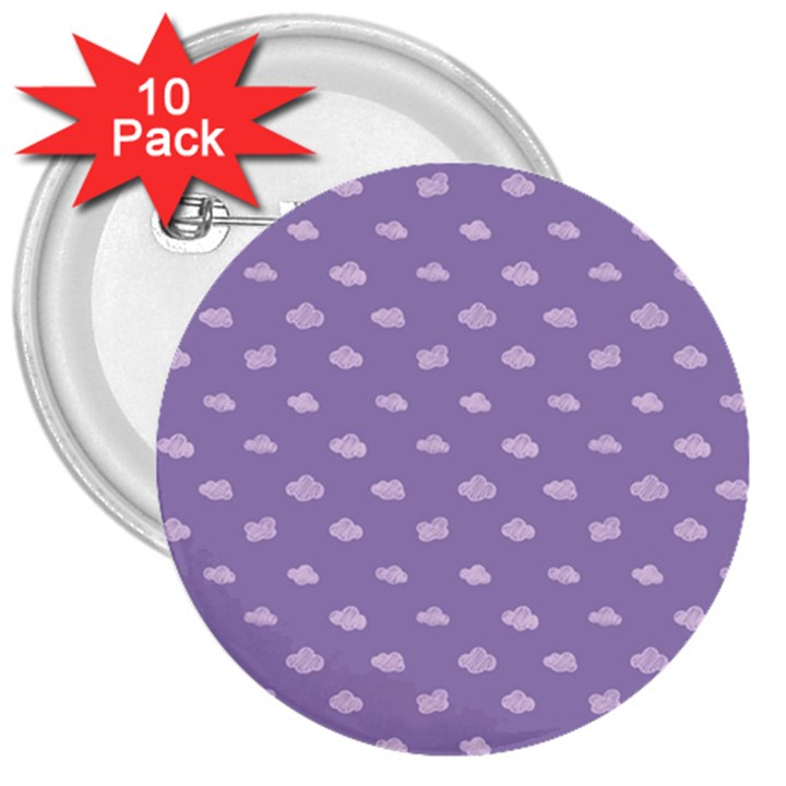 Pink Clouds On Purple Background 3  Buttons (10 pack) 