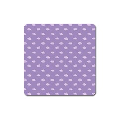 Pink Clouds On Purple Background Square Magnet by SychEva