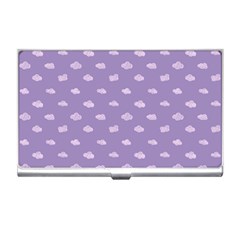 Pink Clouds On Purple Background Business Card Holder by SychEva